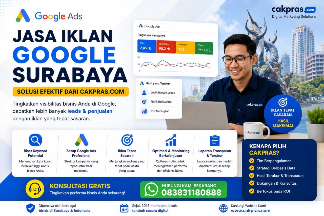 Jasa iklan google surabaya – solusi efektif dari cakpras. Com